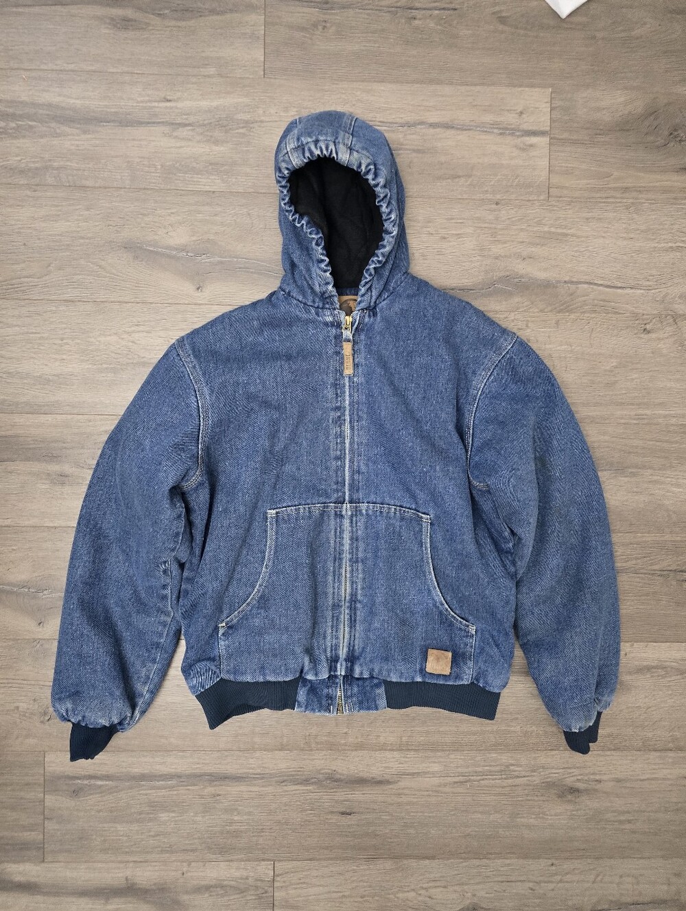 Berne workwear denim hooded bomber jacket Utility Barn Chore Farmhouse